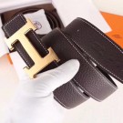 AAA Hermes H Belt Buckle &amp; Chocolate Clemence 32 MM Strap HT01013