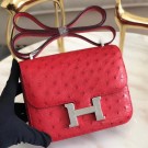 AAAAA Hermes Mini Constance 18cm Red Ostrich Leather HT00984