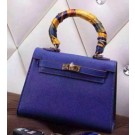 AAAAA Hermes Blue Picnic Kelly 28cm Wicker Bag HT00854
