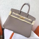 AAAAA Imitation Hermes Tourterelle Clemence Birkin 25cm Handmade Bag HT00345