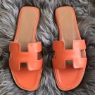 First-class Quality Hermes Oran Sandals In Orange Swift Leather HT00049