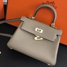 Hermes Grey Clemence Kelly 20cm GHW Bag HT01212