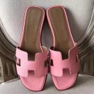 Hermes Oran Sandals In Pink Epsom Leather HT00499
