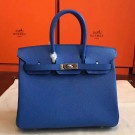 Hot Hermes Blue Epsom Birkin 25cm Handmade Bag HT00523