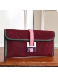 AAA 1:1 Hermes Bordeaux Suede Jige Elan 29 Clutch Bag HT00392