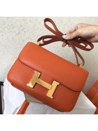 AAA 1:1 Hermes Epsom Constance 24cm Orange Handmade Bag HT00113