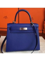AAA Hermes Blue Electric Epsom Kelly Sellier 28cm Handmade Bag HT00217