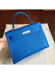 AAA Hermes Blue Epsom Kelly 32cm Sellier Handmade Bag HT00798