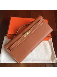 AAA Hermes Gold Swift Kelly Cut Clutch Handmade Bag HT00002