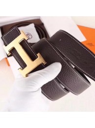AAA Hermes H Belt Buckle &amp; Chocolate Clemence 32 MM Strap HT01013