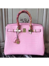 AAA Imitation Hermes Birkin 30cm 35cm Bag In Pink Crocodile Leather HT00795