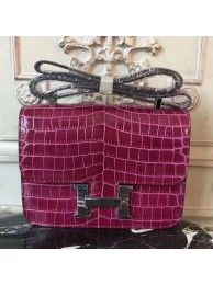AAA Imitation Hermes Fuchsia Constance MM 24cm Crocodile Bag HT00036