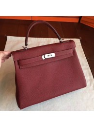 AAA Replica Hermes Bordeaux Clemence Kelly Retourne 32cm Handmade Bag HT01357