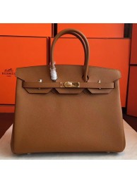 AAA Replica Hermes Brown Epsom Birkin 35cm Handmade Bag HT00561