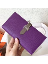 AAAAA Hermes Bi-Color Epsom Bearn Wallet Ultraviolet/Taupe HT01224