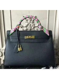 AAAAA Hermes Black Epsom Kelly 32cm Sellier Bag HT00684