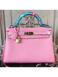 AAAAA Hermes Pink Clemence Kelly 32cm Retourne Bag HT00228