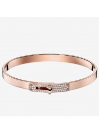 AAAAA Hermes Rose Gold Small Kelly Bracelet With Diamonds HT00586