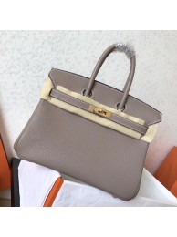 AAAAA Imitation Hermes Tourterelle Clemence Birkin 25cm Handmade Bag HT00345