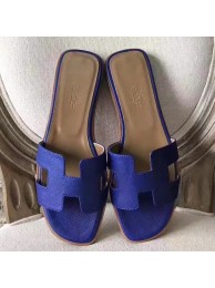Cheap Hermes Oran Sandals In Blue Epsom Leather HT00924