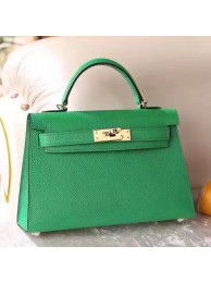Copy Best Quality Hermes Bamboo Epsom Kelly Mini II 20cm Handmade Bag HT00981