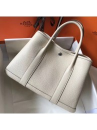 Copy Hermes White Clemence Garden Party 30cm Handmade Bag HT00055