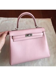 Copy Luxury Hermes Rose Dragee Swift Kelly 25cm Retourne Handmade Bag HT00346