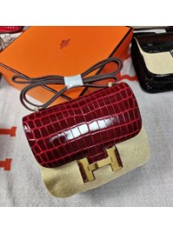 Customized Hermes Mini Constance 18cm Shiny Alligator Crocodile Original Leather Bag HT00529