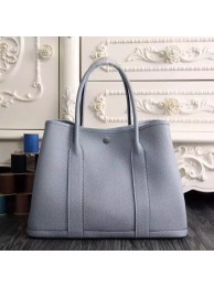 Designer Hermes Small Garden Party 30cm Tote In Lin Blue Leather HT00807