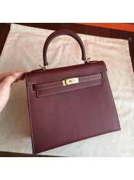 Fake Hermes Bordeaux Epsom Kelly 25cm Sellier Handmade Bag HT01262