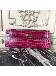 Fake Hermes Fuchsia Crocodile Kelly Cut Clutch Bag HT00139