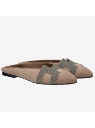 Fake Hermes Khaki Crystal Roxane Mule HT01046