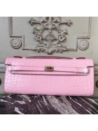 Fake High Quality Hermes Pink Crocodile Kelly Cut Clutch Bag HT01178