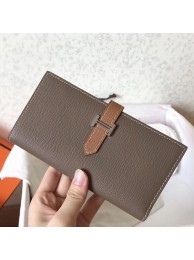Hermes Bi-Color Epsom Bearn Wallet Taupe/Brown HT00837