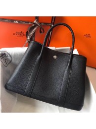 Hermes Black Clemence Garden Party 30cm Handmade Bag HT01215