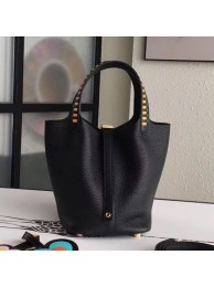 Hermes Black Picotin Lock 18cm Bag With Braided Handles HT00145
