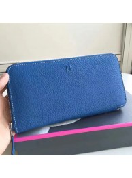 Hermes Blue Clemence Azap Zipped Wallet HT00348