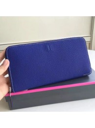 Hermes Blue Electric Clemence Azap Zipped Wallet HT00284