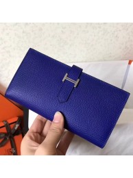 Hermes Blue Electric Epsom Bearn Gusset Wallet HT01290