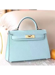 Hermes Blue Zephyr Epsom Kelly Mini II 20cm Handmade Bag HT00084