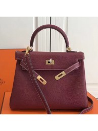 Hermes Bordeaux Clemence Kelly 25cm GHW Bag HT00516