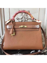 Hermes Brown Clemence Kelly 28cm Bag HT00772