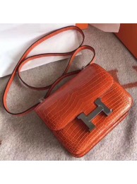 Hermes Constance 24cm Orange Porosus Crocodile HT00522