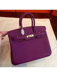 Hermes Cyclamen Clemence Birkin 25cm Handmade Bag HT00412