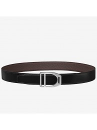 Hermes Etrier Buckle Belt &amp; Chocolate Clemence 32 MM Strap HT01301