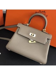 Hermes Grey Clemence Kelly 20cm GHW Bag HT01212