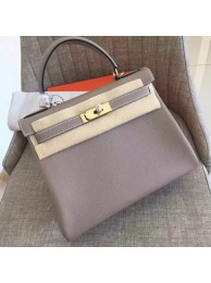 Hermes Grey Clemence Kelly Retourne 28cm Handmade Bag HT00965