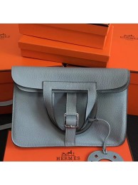 Hermes Halzan Bag In Blue Lin Clemence Leather HT00914