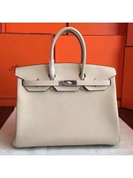 Hermes Ivory Clemence Birkin 35cm Handmade Bag HT01288