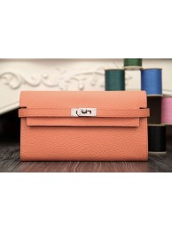 Hermes Kelly Longue Wallet In Crevette Clemence Leather HT00355